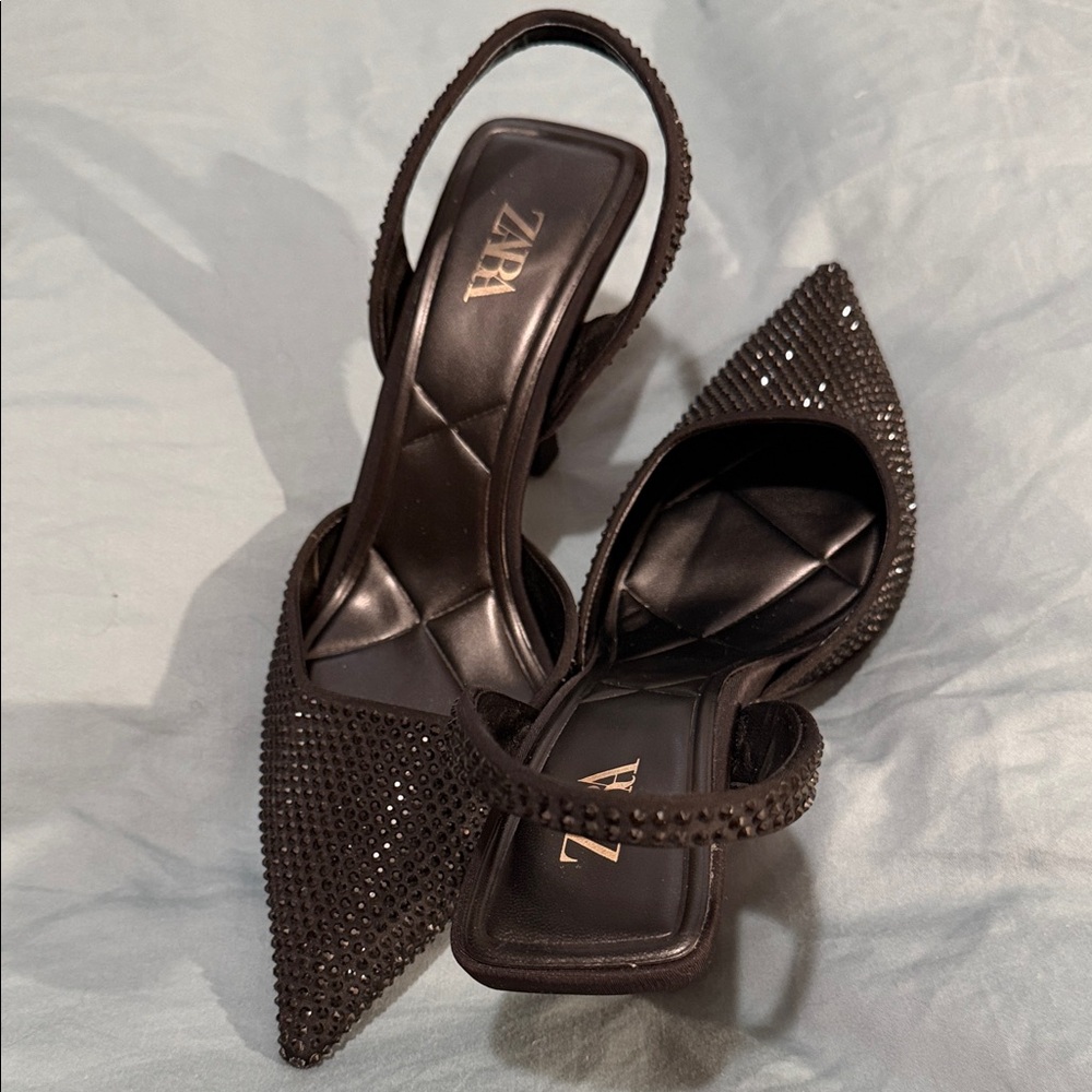 Zara Sparkling Black Heels